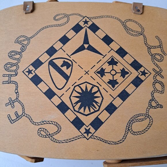 VTG Carnation Basket Wood Texas Military Fort Hood Officer Wives Club Quilt - Picture 3 of 15